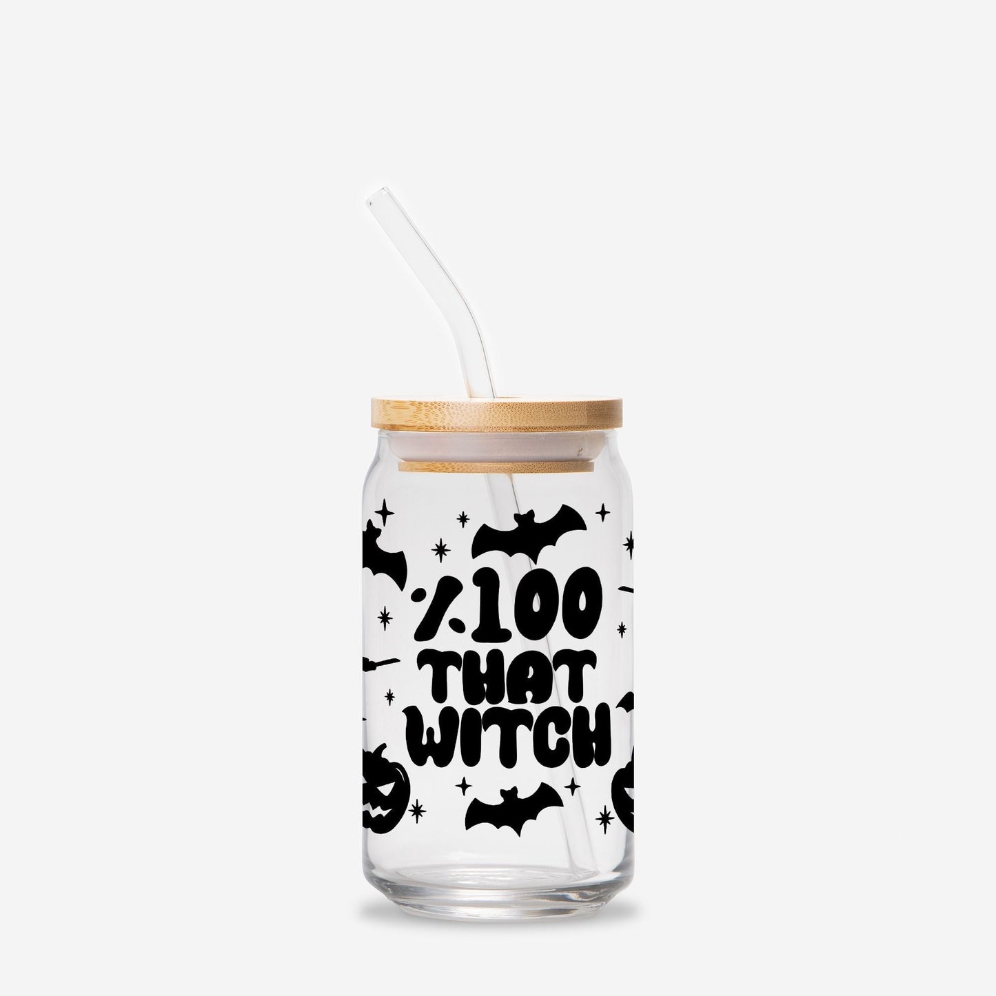 100% That Witch  Halloween Glass Can Tumbler
